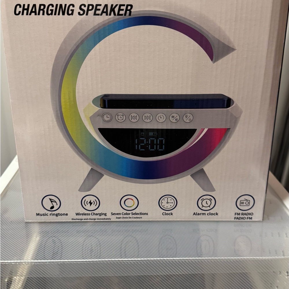Wireless Charging Speaker with Clock - Multicolor